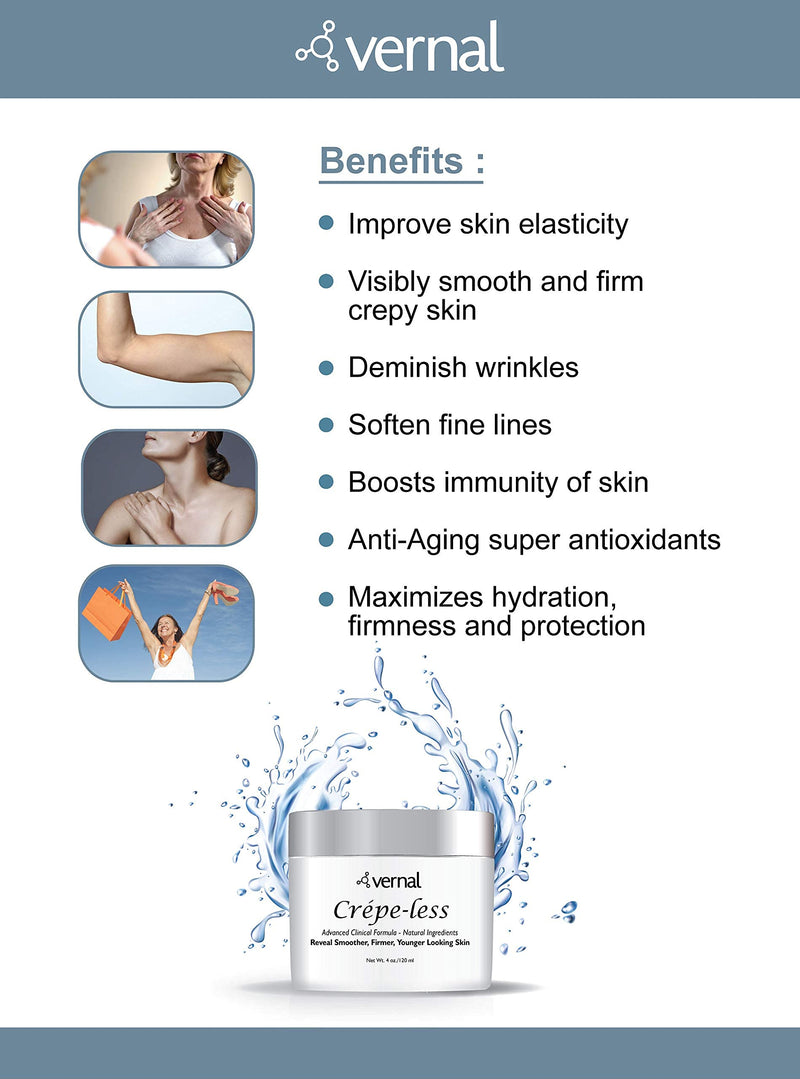 Crepe-less crepey skin firming cream to repair crepey arms, neck & hands. Organic tightening cream to erase crepy skin on arms, neck and body. Best moisturizer to treat saggy, crepe skin. Made in USA - BeesActive Australia