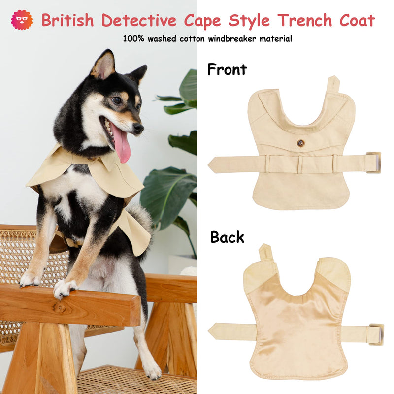 Pixel Monster Puppy Dog Clothes for Small Dogs Girl & Boy, Classic Designer Small Medium Dogs Clothes for Yorkie, Chihuahua, Frenchie, etc. British Detective Cape L - BeesActive Australia