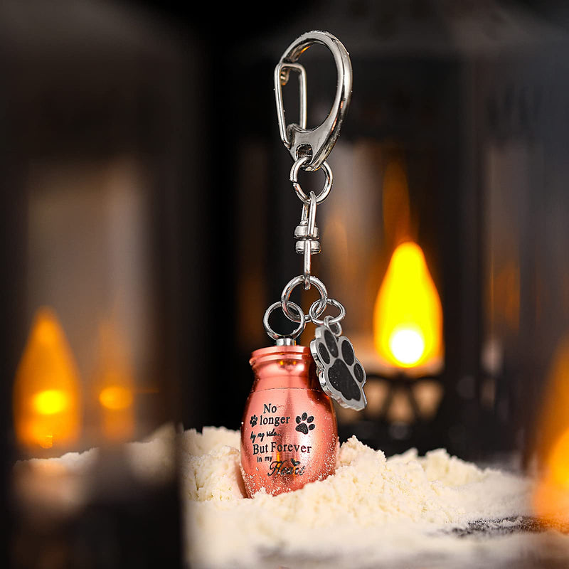 Tudomro Cylinder Cremation Urn Keychain Memorial Ashes Jewelry Pet Urns for Dogs Ashes Pet Cremation Jewelry Dog Ashes Keepsake Stainless Steel Pet Puppy Dog Paw Charm with Storage Bag for Memorial Pink - BeesActive Australia