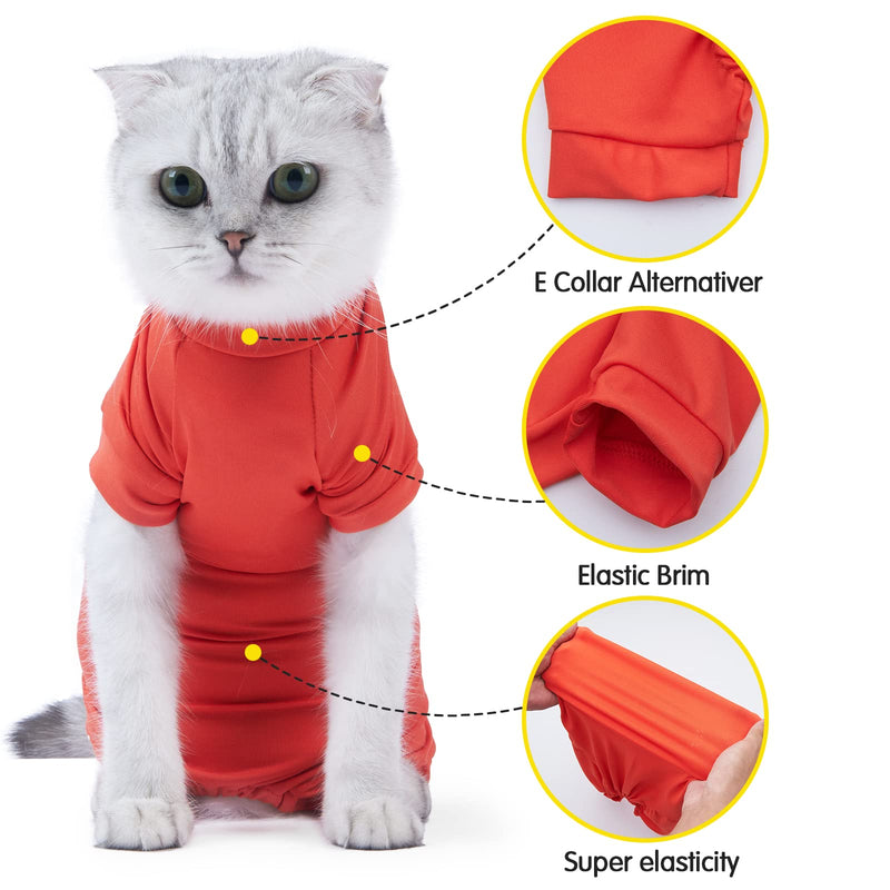 Dotoner Cat Recovery Suit After Surgery for Female Male Pet Surgical Pajamas Long Sleeve Prevent Shedding Recovery Snugly Suit&E Collar Alternative Onsies for Cats Medium Purple - BeesActive Australia