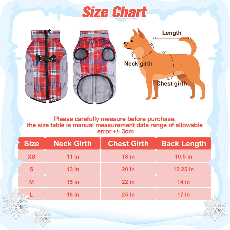 BEAUTYZOO Dog Winter Coat Reflective Dog Jacket Warm Padded Puffer Vest Turtleneck Thick Fleece Lining Pet Apparel for Small Medium Large Dogs Red - BeesActive Australia