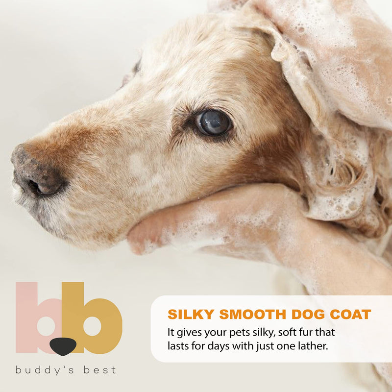 Buddy's Best, Dog Shampoo and Conditioner in One - Hypoallergenic, Oatmeal Shampoo for Dogs with Sensitive Skin - Moisturizing Dog Wash Coconut Vanilla Bean 16 Fl Oz (Pack of 1) - BeesActive Australia