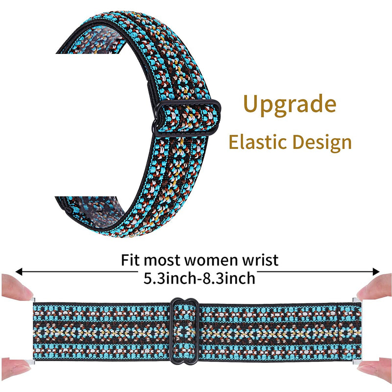 JeeHang Compatible with Suunto core watch band，Embroidery Wristband Loop Adjustable Strap for suunto core (Blue pattern) Blue pattern - BeesActive Australia