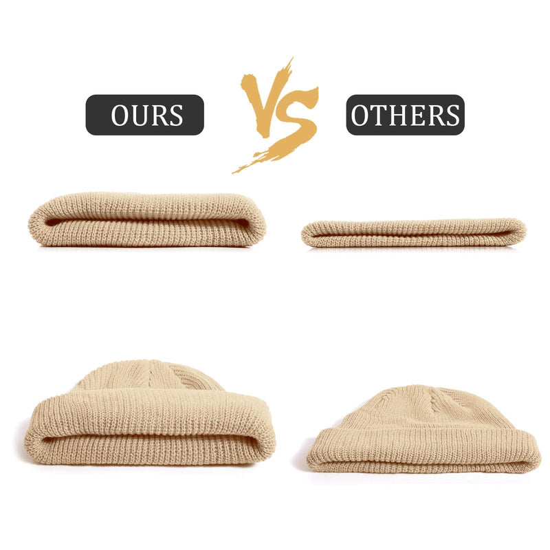 SATINIOR Trawler Beanie Watch Hat Roll-up Edge Skullcap Fisherman Beanie for Men Women Beige - BeesActive Australia