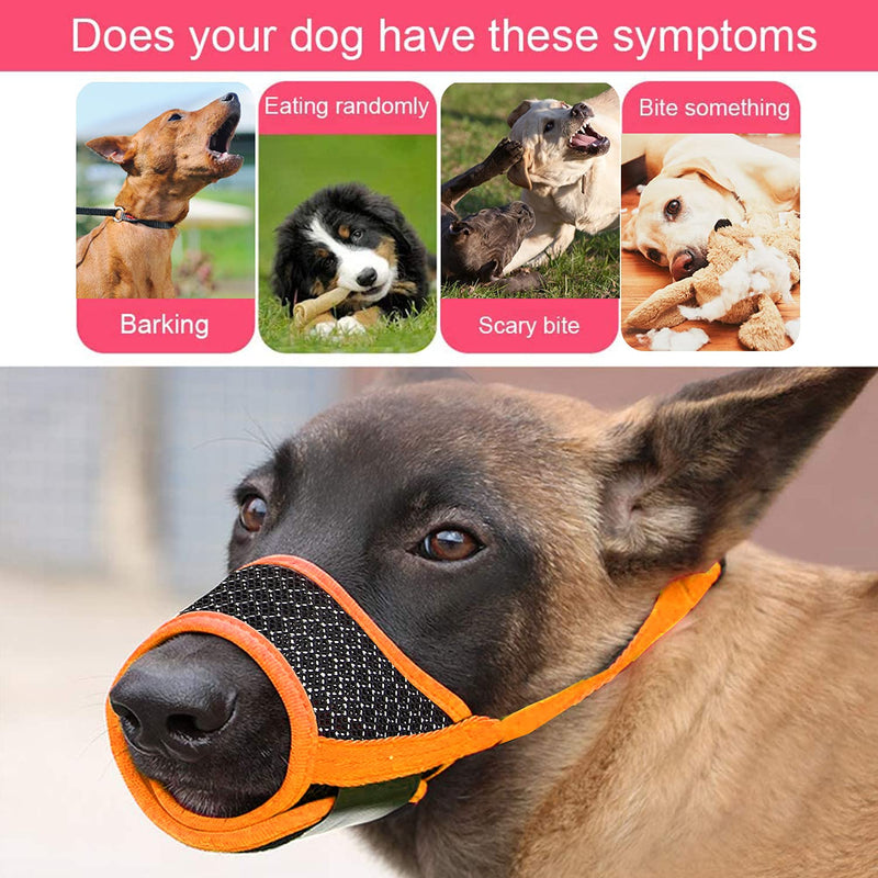 Dog Muzzle Trim Dogs Nails Anti Biting Barking and Chewing, [ Soft Nylon Breathable Mesh] Drinkable Adjustable Loop for Small Medium Large for Pets Muzzle Dog Training Mouth Cover Orange L - BeesActive Australia