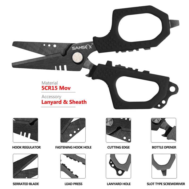 SAMSFX Fishing Braid Line Scissors Shears with Non-Slip Grip Handles (Black Handle) Black Handle - BeesActive Australia