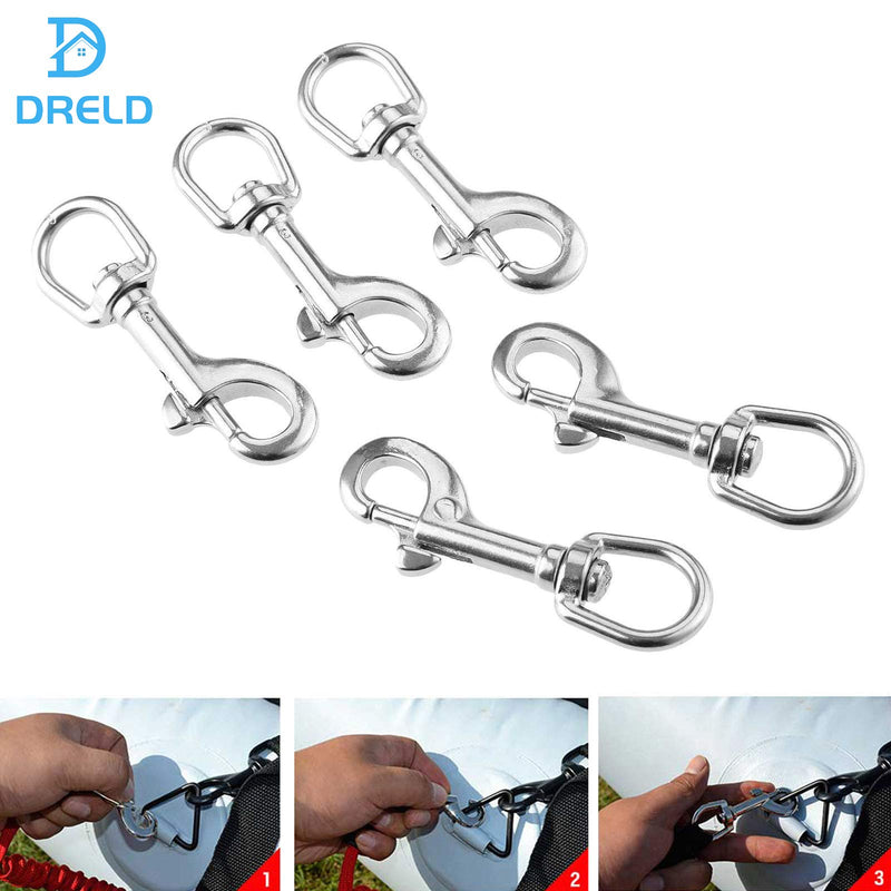 [AUSTRALIA] - Swivel Eye Bolt Snap Hook, Mount 316 Stainless Steel with Rubber Pad, Fit for Fishing Boat Canoe Accessories,Flagpole, pet leash, camera leash, key chain, tarpaulin cover, clothesline (Pack of 5) 