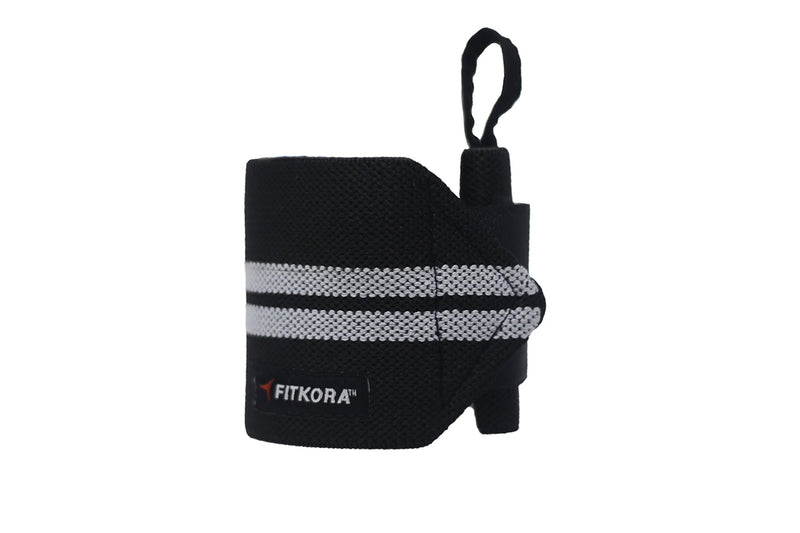 Fitkora Wrist Wraps for weightlifting, powerlifting, cross training, bodybuilding with thumb loop. Professional grade for gym workout, men and women weight lifting strength training and wrist supports - BeesActive Australia