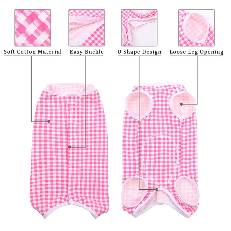 Kuoser Surgical Recovery Suit for Dogs Cats, Pet T-Shirt After Surgery Wear for Dogs, Dog Professional Recovery Suit Comfortable E Collar Alternative, Prevent Licking Onesies Pet Surgery Recovery Suit Medium (Pack of 1) Pink - BeesActive Australia