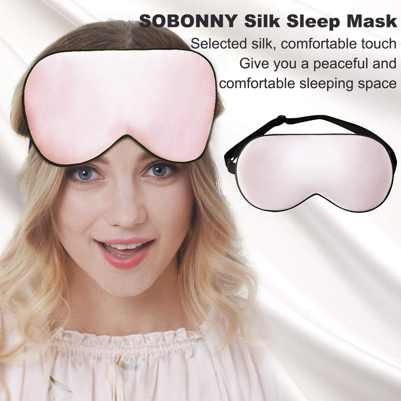 Silk Sleep Mask & Blindfold, Summer Cool, Mulberry Silk Eye Mask with Elastic Strap Relieving Eye Fatigue and No Stimulation, Soft Eye Cover Eyeshade for Night Sleeping, Nap & Travel (Pink) Pink - BeesActive Australia