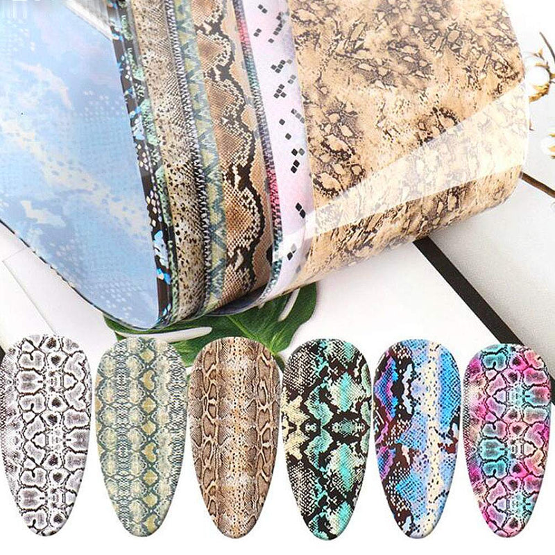 20 Pcs Snake Nail Decals DIY Nail Art Decoration Snake Skin Print Design Nail Foils Holographic Starry Sky Foil - BeesActive Australia