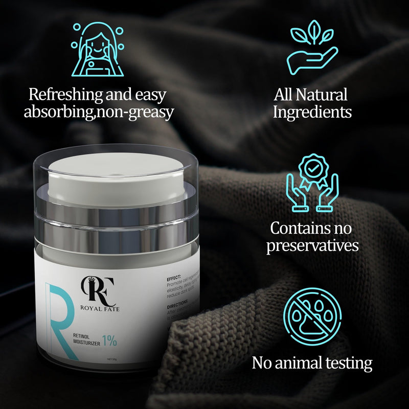 RF ROYAL FATE Retinol Moisturizer Face and Neck Skin Cream For Fine Lines and Wrinkles, and Anti-Aging Effect. Made With Shea Butter, Jojoba Oil, Vitamin E and Hyaluronic Acid. Fragrance Free 1.7 oz - BeesActive Australia