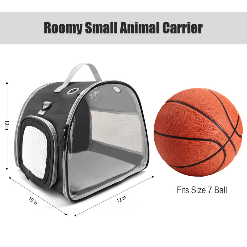 Small Animal Carrier Bag, Upgraded Portable Guinea Pig Carriers for 2, Transparent Hamster Carrying Case, Reptile Rat Rabbit Bearded Dragon Hedgehog Carrier Bag for Travel, Hiking, Walking, Outdoor Black - BeesActive Australia