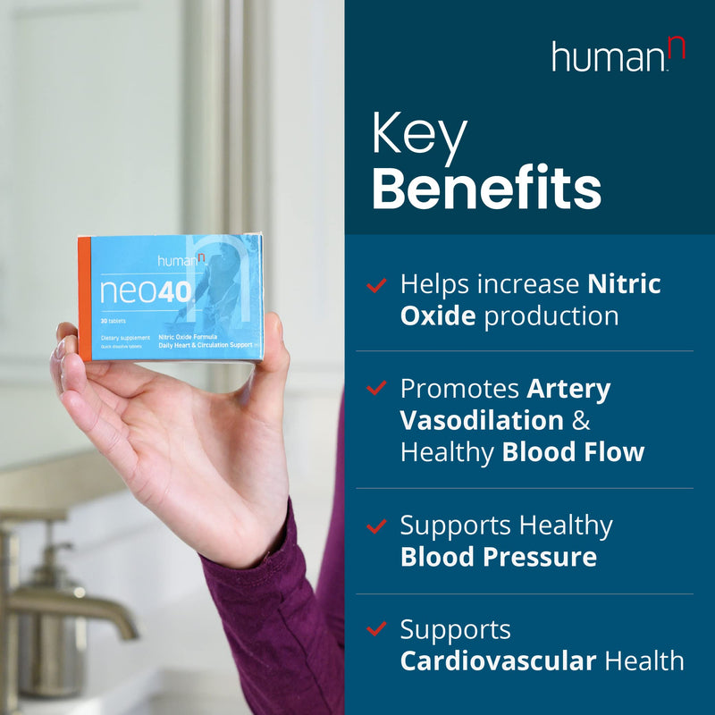 HumanN Neo40 Daily Heart & Blood Circulation Supplements to Boost Nitric Oxide - Supports Blood Pressure - from maker of SuperBeets -Includes 30 Dissolvable Tablets - Tasty Fruity Flavor - BeesActive Australia