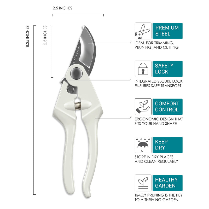 LOOPSEED Bypass Pruning Shears Heavy Duty Hand Pruner Garden Trimming Scissors Plant Clippers Tree Trimmers Branch Cutters Modern Garden Tools - BeesActive Australia