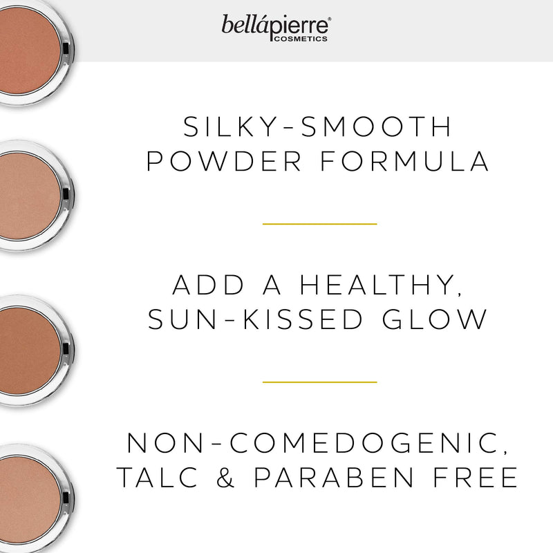 bellapierre Compact Mineral Bronzer | Beautifully Warms and Enhances Skin Tone | Infused with Calming Jojoba | Non-Toxic and Paraben Free Formula | Peony - 0.3 Oz - BeesActive Australia