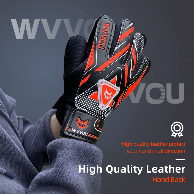 WVVOU Goalkeeper Gloves for Kids Youth, Soccer Goalie Gloves with Double Protection, Anti-Slip Soccer Gloves, Super Grip 8 Orange - BeesActive Australia