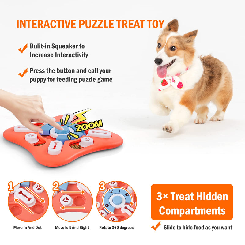 Knitly Dog Puzzle Toys for IQ Training & Mental Enrichment, Interactive Dog Toys for Large Medium Small Dogs，Dog Treat Puzzle Dispensing Slow Feeder with Squeaky Design for Training & Fun Feeding Level-1 - BeesActive Australia