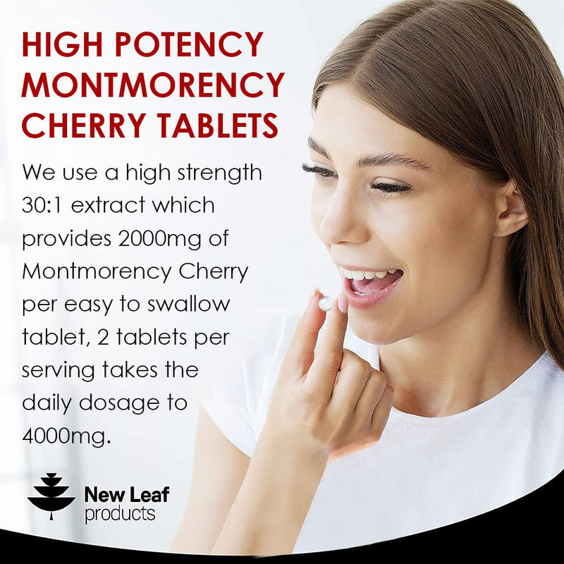 Montmorency Cherry 4000mg (2 per Serving) - 180 Tablets High Strength Concentrate - Natural Tart Cherry Vegan Supplements (not Capsules or Powder) - Non-GMO, 3 Months Supply - Made in The UK - BeesActive Australia