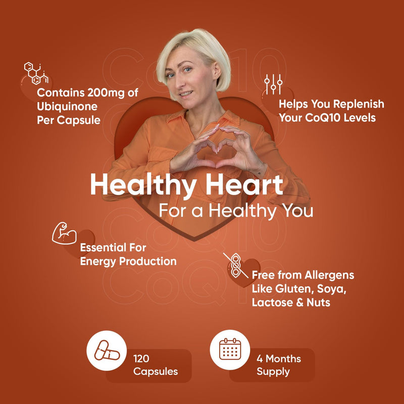 CoQ10 Supplement 200mg - 120 Vegan Coenzyme Q10 High Strength Capsules (4 Months Supply) - Naturally Fermented & Lab Tested Ubiquinone Q10 Coenzyme - High Absorption Co Q10 Supplements by WeightWorld - BeesActive Australia