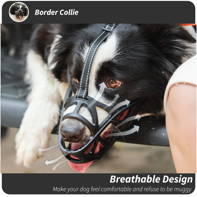 Dog Muzzle, Soft Basket Muzzle for Medium Large Sized Dog Labrador Golden German Shepherd Australian Shepherds, Dog Mouth Guard for Biting Chewing Scavenging, Allow Drinking and Eating XL(Snout 11.5-14.25") Black - BeesActive Australia