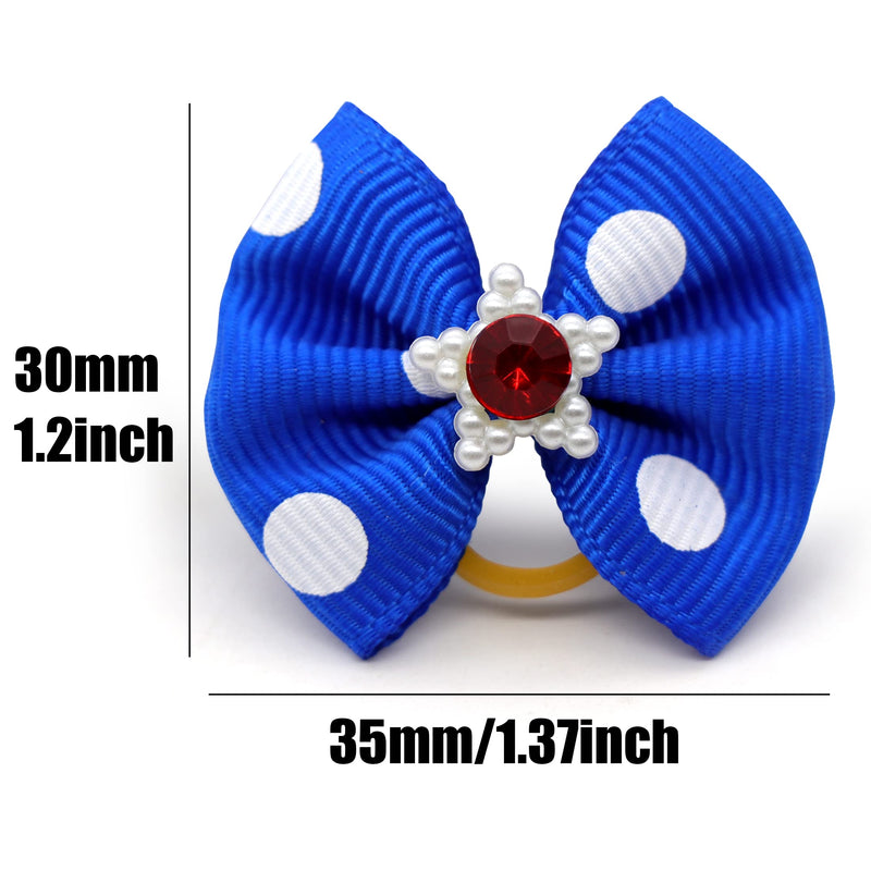 Petbuy 40PCS (20 Paris) Dog Bows Cute Puppy Dog Small Bowknot Hair Bows with Rubber Bands Small Dog Hair Bowknot Pet Hair Accessories Pet Grooming Accessories for Party Christmas Birthday - BeesActive Australia