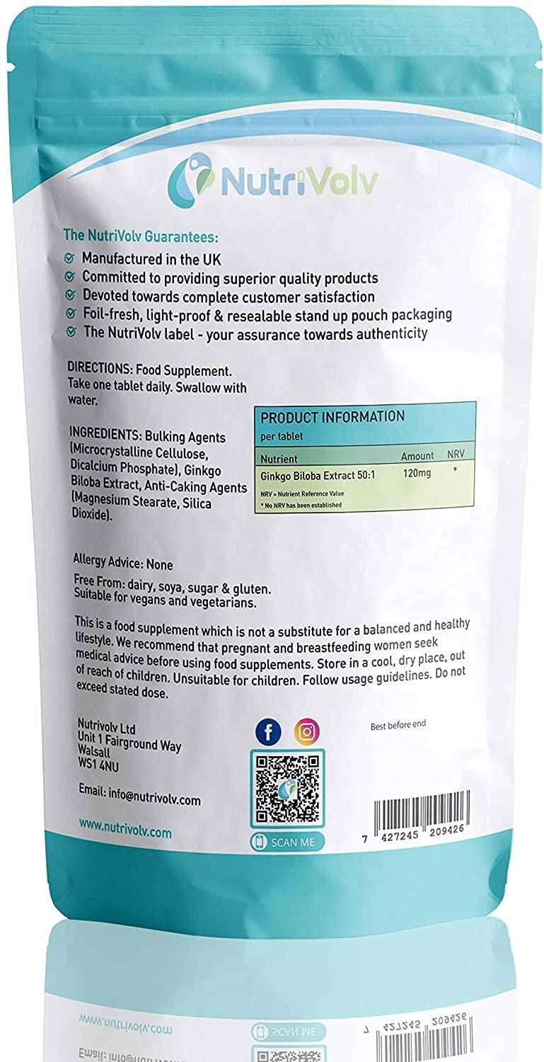 Ginkgo Biloba 6000mg Supplements Helps Promote Healthy Memory & Cognitive Function Blood Circulation, Heart, Memory, Focus & Anxiety | 60 Tablets - BeesActive Australia