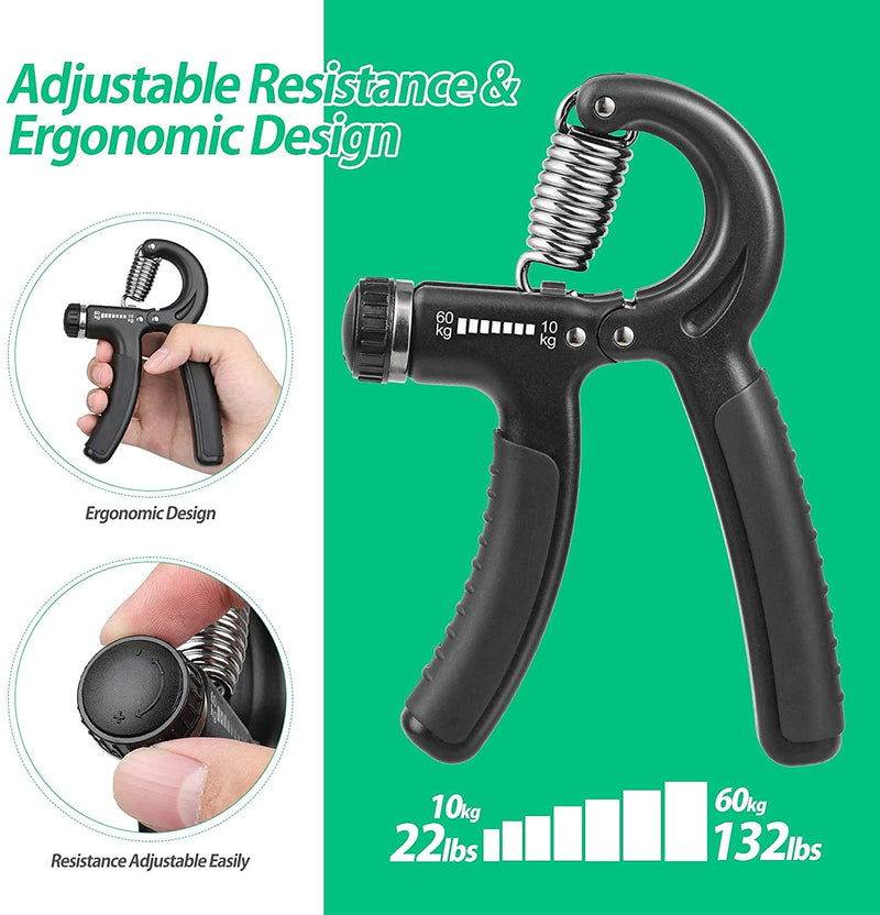 NIYIKOW 2 Pack Grip Strength Trainer, Hand Grip Strengthener, Adjustable Resistance 22-132Lbs (10-60kg), Non-Slip Gripper, Perfect for Musicians Athletes and Hand Rehabilitation Exercising Black - BeesActive Australia