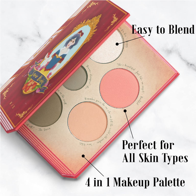 Snow Bright Contour Highlight Blush Makeup Palette - Smooth and Pigmented - Easy to Blend and Use - Vegan and Cruelty Free - 5 Part Pressed Powder Makeup Kit - With Mirror For All Skin Types - BeesActive Australia