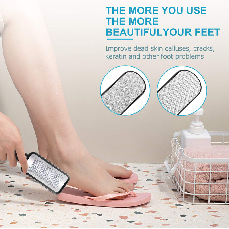 Foot File, Eitou Stainless Foot Scrubber and Dual Sided Foot Callus Remover Professional Pedicure Tools for Hard Skin - BeesActive Australia