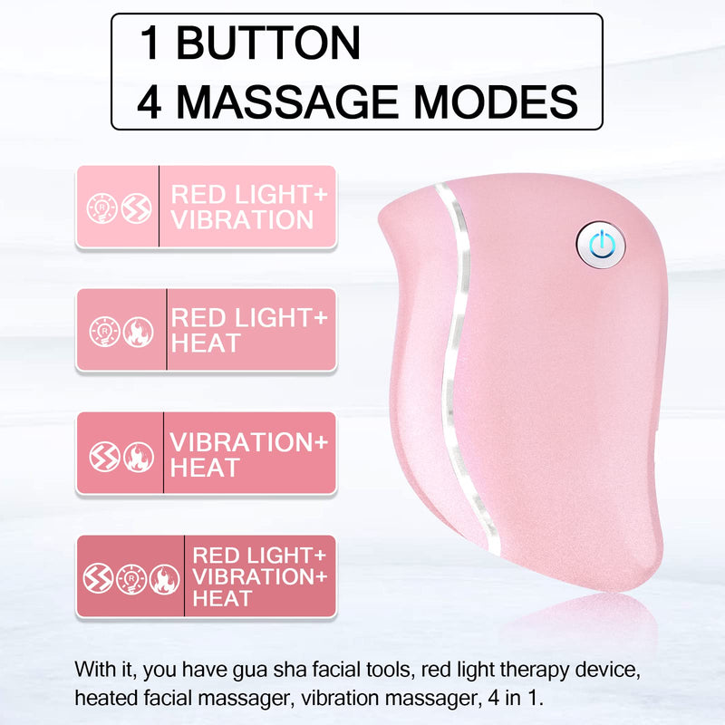 Aikertec Electric Gua Sha, 4-in-1 Multi-Function Anti-Aging Face Massager, Facial Contouring & Firming, Heat Electric Gua Sha Tool, Double Chin, Awakening Skin, Deep Treatment Pink Electric Gua Sha - BeesActive Australia