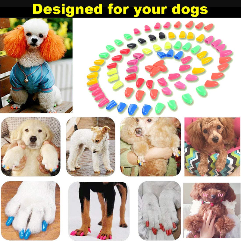 100pcs Dog Nail Caps, VITCHY Glitter Colors Pet Dog Soft Claws Nail Cover for Dog Claws with Glue and Applicators, 6 Size XXL - BeesActive Australia