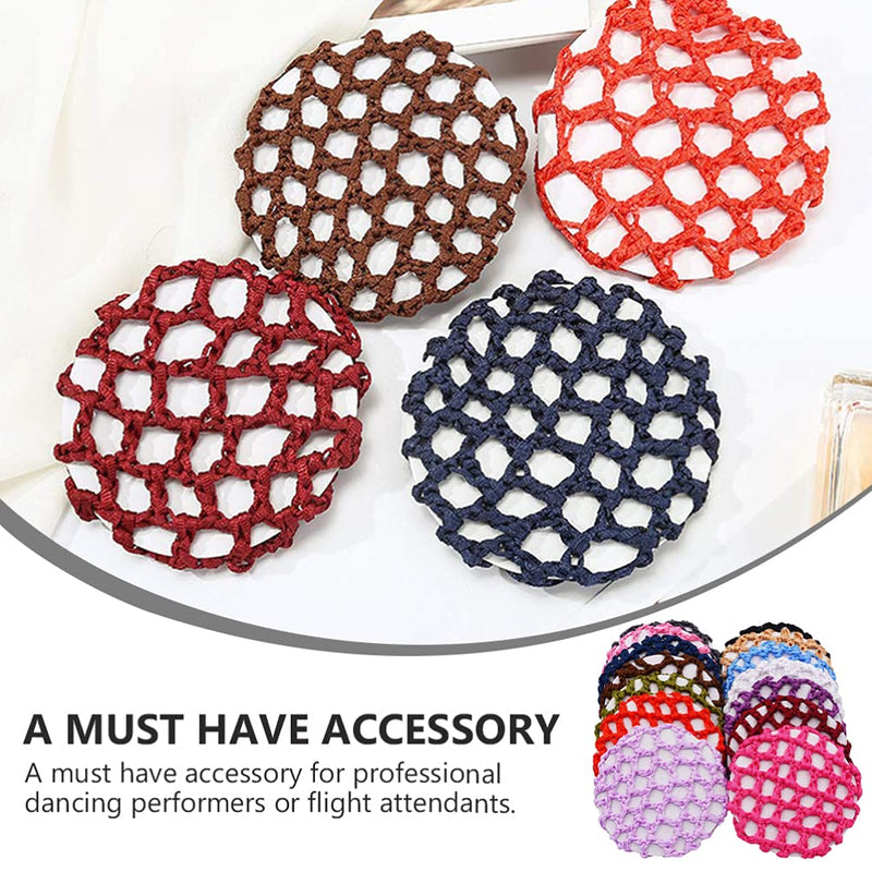 Lurrose 14Pcs Snood Hair Net, Bun Cover Crochet Snood Hair Net Hair Accessories for Women Girls Ballet Dance (Random Color) - BeesActive Australia