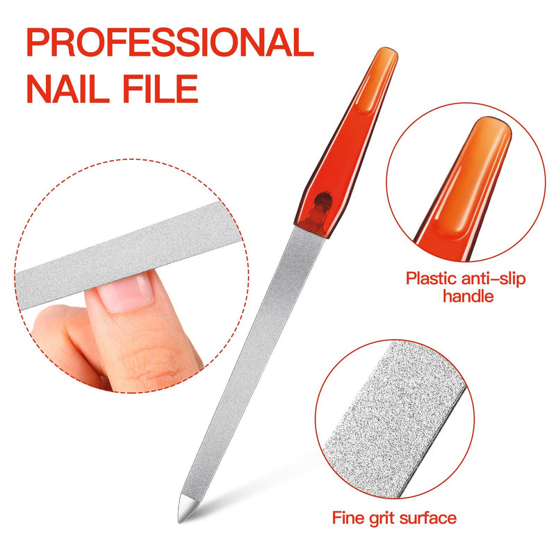 12 Pieces Sapphire Nail File 6.7 Inch Stainless Steel Nail File Double Sides Metal File with Anti-slip Handle Fingernails Toenails Manicure File for Woman and Men Brown - BeesActive Australia