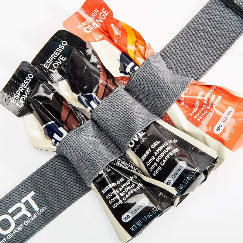 RJ-Sport Race Number Belt - Triathlon Race Belt Bib Holder with 6 Energy Gel Loops for Triathalon, Marathon, Running and Cycling Charcoal - BeesActive Australia