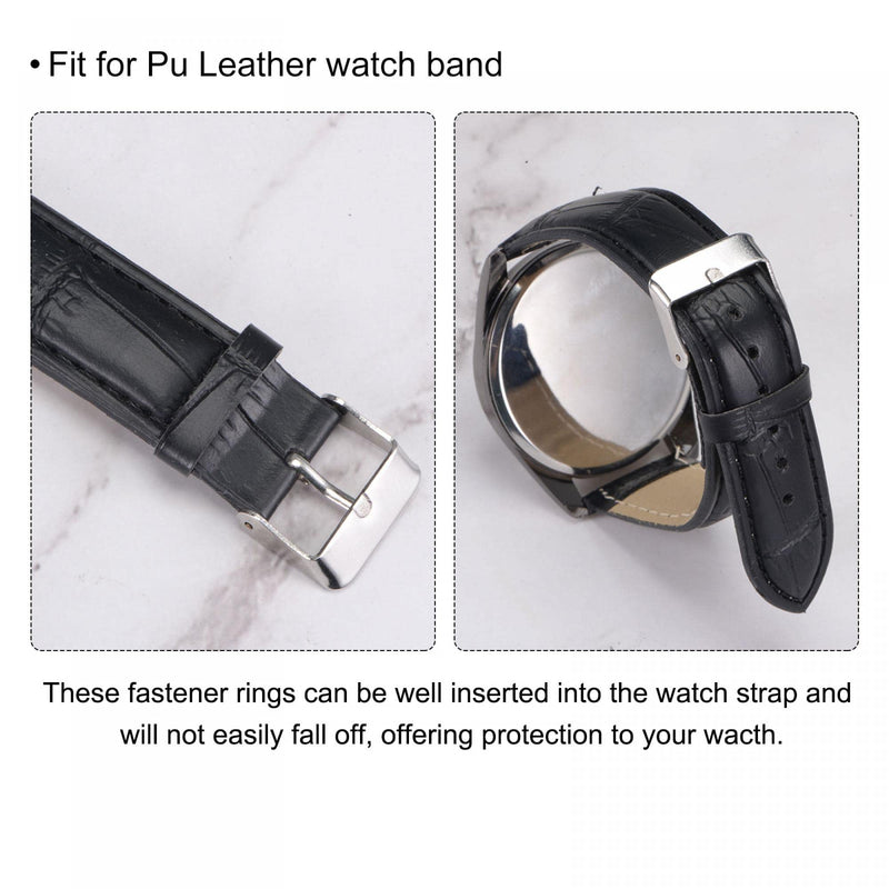 uxcell PU Leather Loops Replacement Retaining Ring Keeper for 14mm Width Watch Band, Black 2 Pcs - BeesActive Australia
