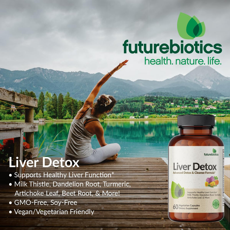 Futurebiotics Liver Detox Advanced Detox & Cleanse Formula Supports Healthy Liver Function with Milk Thistle, Dandelion Root, Turmeric Artichoke Leaf, & More, Non-GMO, 60 Vegetarian Capsules 60 Count (Pack of 1) - BeesActive Australia