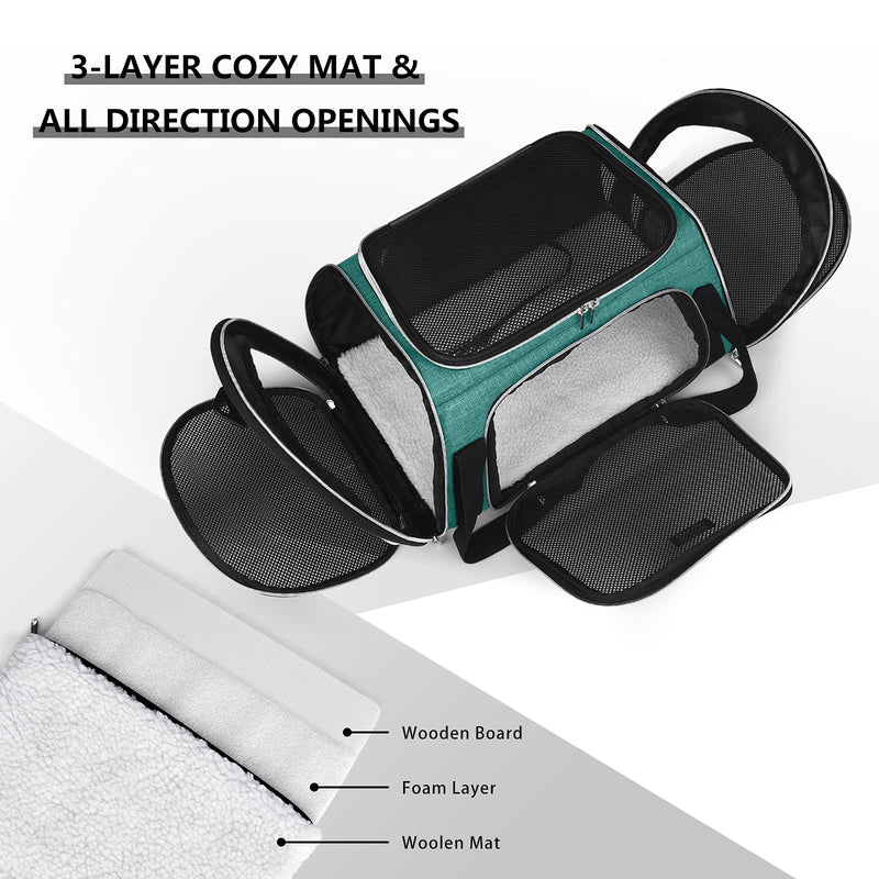 BAGLHER Pet Travel Carrier, Airline Approved Cat Carriers, Dog Carrier,Suitable for Small and Medium-Sized Cats and Dogs Pet Soft Carrier, Suitable for Travel, Hiking, and Outdoor Use. Green - BeesActive Australia