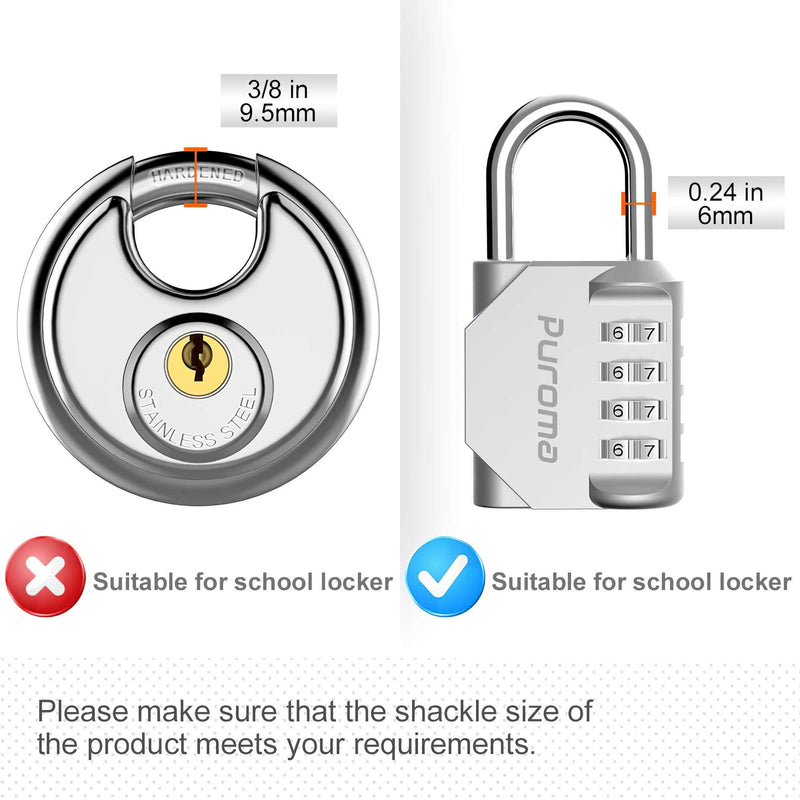 Puroma Stainless Steel Discus Keyed Padlock Waterproof and Rustproof Storage Lock with 3 Keys and 5/16 Inch Stainless Steel Shackle for Storage Facilities, Tool Box, Fence, Garage, and Outdoors-1 Pack 1 Small - BeesActive Australia