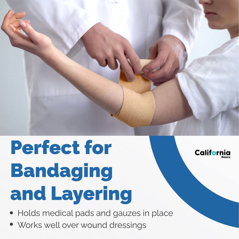 California Basics Non-Woven Self Adhesive Brown Bandage Wrap - 12 Pack - 2 Inches by 5 Yards Cohesive Bandage for All Sports, Breathable Athletic Tape for Wrists, Knee and Ankle 2 Inch 12 Pack - BeesActive Australia