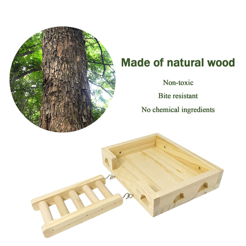 RABBITP Wood Bird Perch-Toys and Accessories for Parrot, Parakeet, Syrian Hamster, Ferret, Chinchilla, Guinea Pig-Hamster Play Stand Platform with Ladder… L - BeesActive Australia