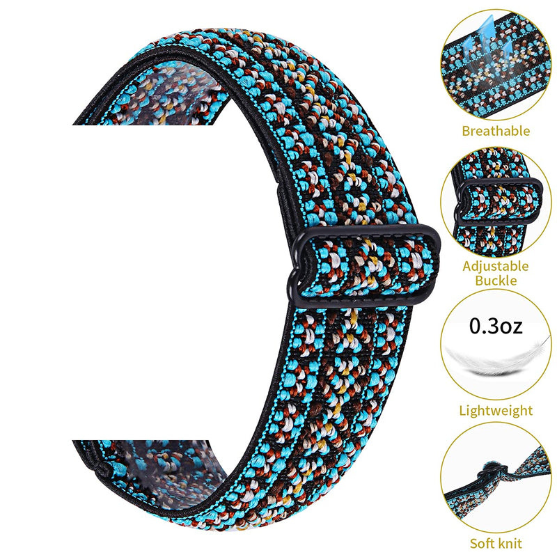 JeeHang Compatible with Suunto core watch band，Embroidery Wristband Loop Adjustable Strap for suunto core (Blue pattern) Blue pattern - BeesActive Australia