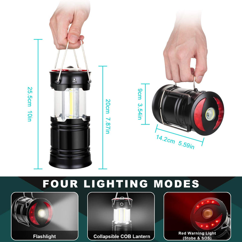 EZORKAS 2 Pack Camping Lanterns, Rechargeable Led Lanterns, Hurricane Lights with Flashlight and Magnet Base for Camping, Hurricane, Hiking, Emergency, Outage - BeesActive Australia