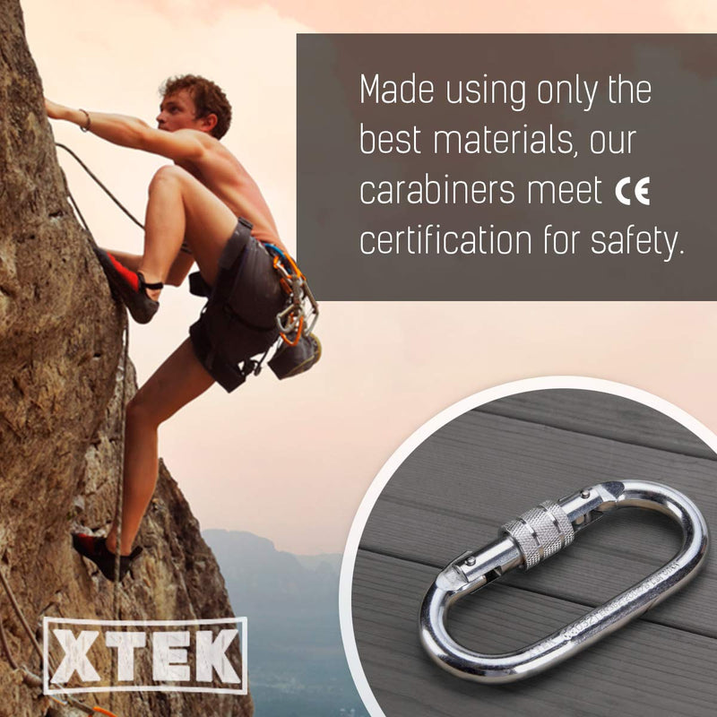 Climbing Carabiner – UIAA & CE Rated 25 kN 5620 LB – Heavy Duty Rugged Terrain Locking Carabiner Clip - Industrial Strength Carabiners - Climbing, Rigging, Ropes, Hammocks 2pc - BeesActive Australia