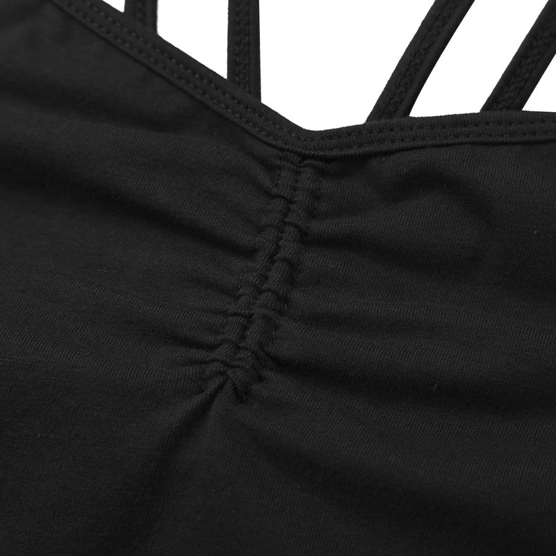 [AUSTRALIA] - Alvivi Women's Spaghetti Straps Ballet Dance Criss Cross Camisole Leotard Gymnastics Bodysuit … X-Small Black(ruched Front) 