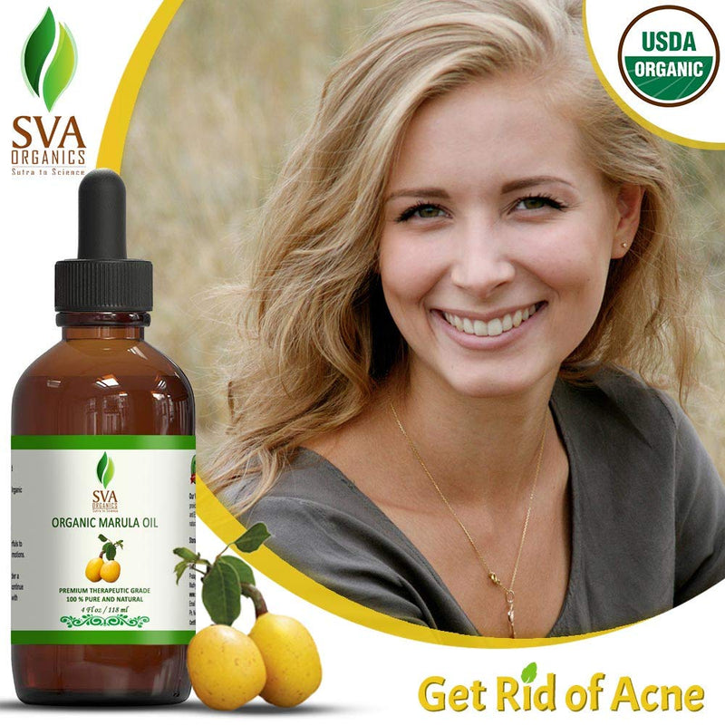 SVA Organics Marula Oil Organic USDA 4 Oz Pure Natural Cold Pressed Carrier Unrefined Luxury Oil for Face, Body, Lips, Hair, Nails, Shampoo, Conditioner, Lotion, Face Serum - BeesActive Australia