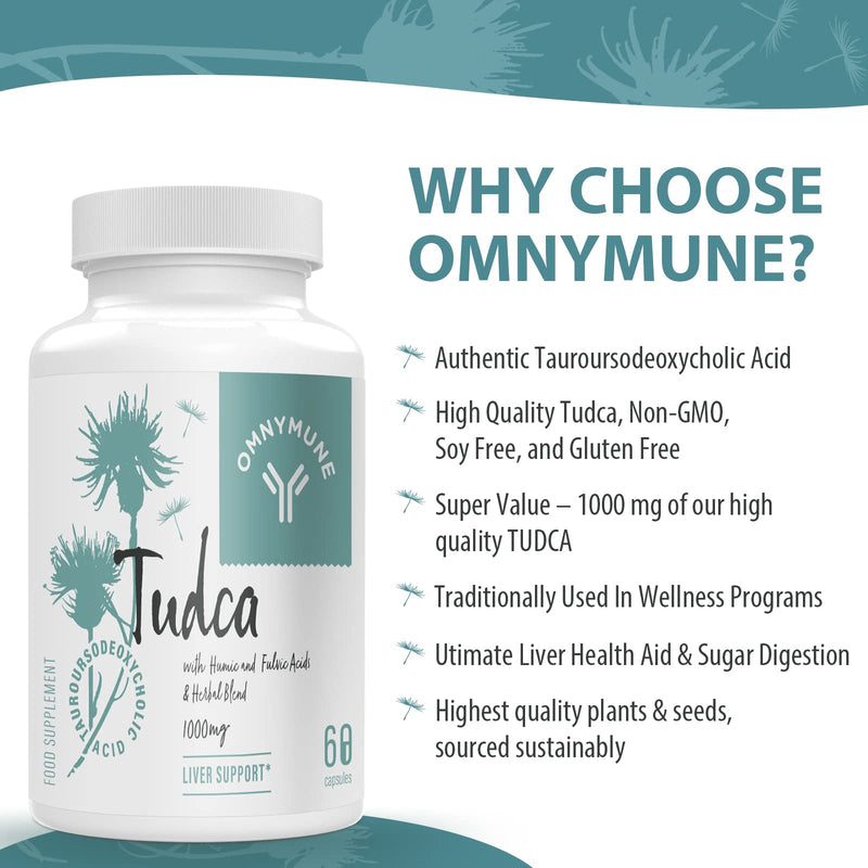 Tudca Liver Support Supplement,Tauroursodeoxycholic Acid Complex 1000mg Per Servings, Bile Salts for Detox Cleanse & Repair,Kidney,Gallbladder,60 Capsules 60 Count (Pack of 1) - BeesActive Australia