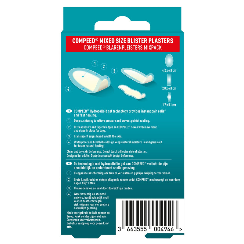 Compeed Mix 10 Hydrocolloid Plasters, Foot Treatment, Heal Fast, Packaging May Vary, One Size Mixed (Pack of 10) - BeesActive Australia