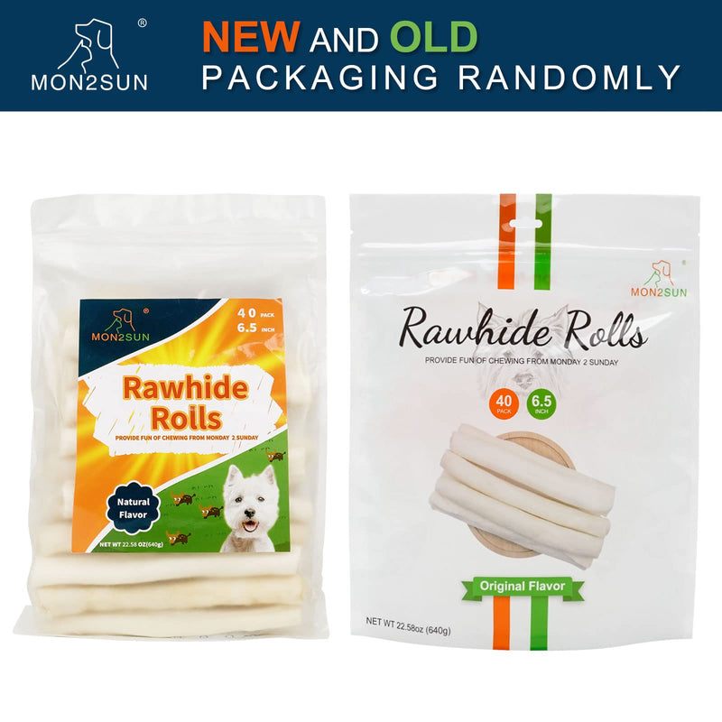 MON2SUN Dog Rawhide Rolls Twist Sticks 6.5 Inch Dog Chew Treats Natural Flavor for Puppy and Small Dogs 40 Count (Pack of 1) - BeesActive Australia