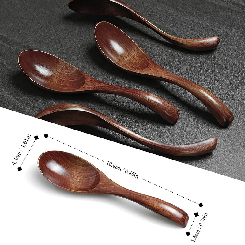 AOOSY Soup Spoons, Wooden Spoons, 4 Pieces Japanese Style LightWeight Table Spoon Kitchen Utensil for Adults - BeesActive Australia